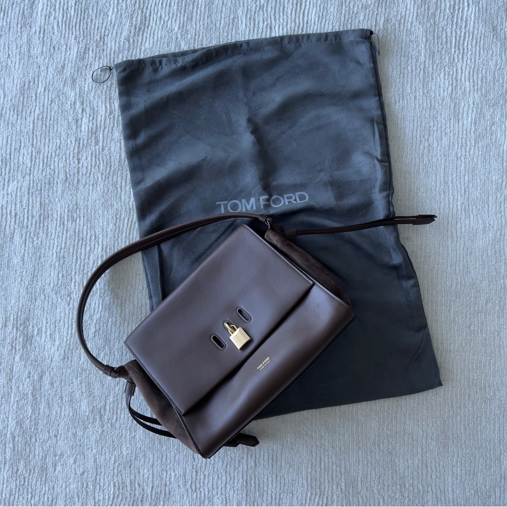 Tom Ford Brown Leather Padlock Medium Shoulder Bag - image 2